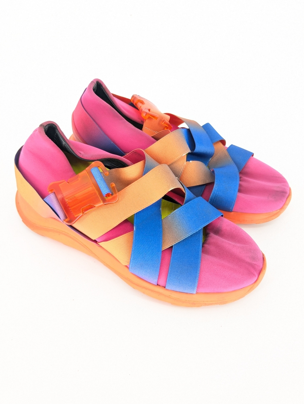 Christopher Kane Womens Neoprene Sneakers Safety Buckle Colorful Size 35 EU